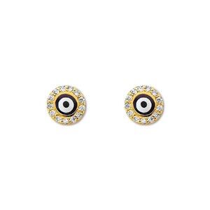 14K Gold Evil Eye Push Back Studs By Tehrani Jewelry